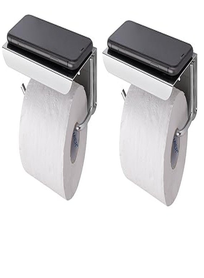 ACHRO Self Adhesive and Wall Mounting Toilet Paper Holder Stainless Steel (Pack of 2) - Image 1