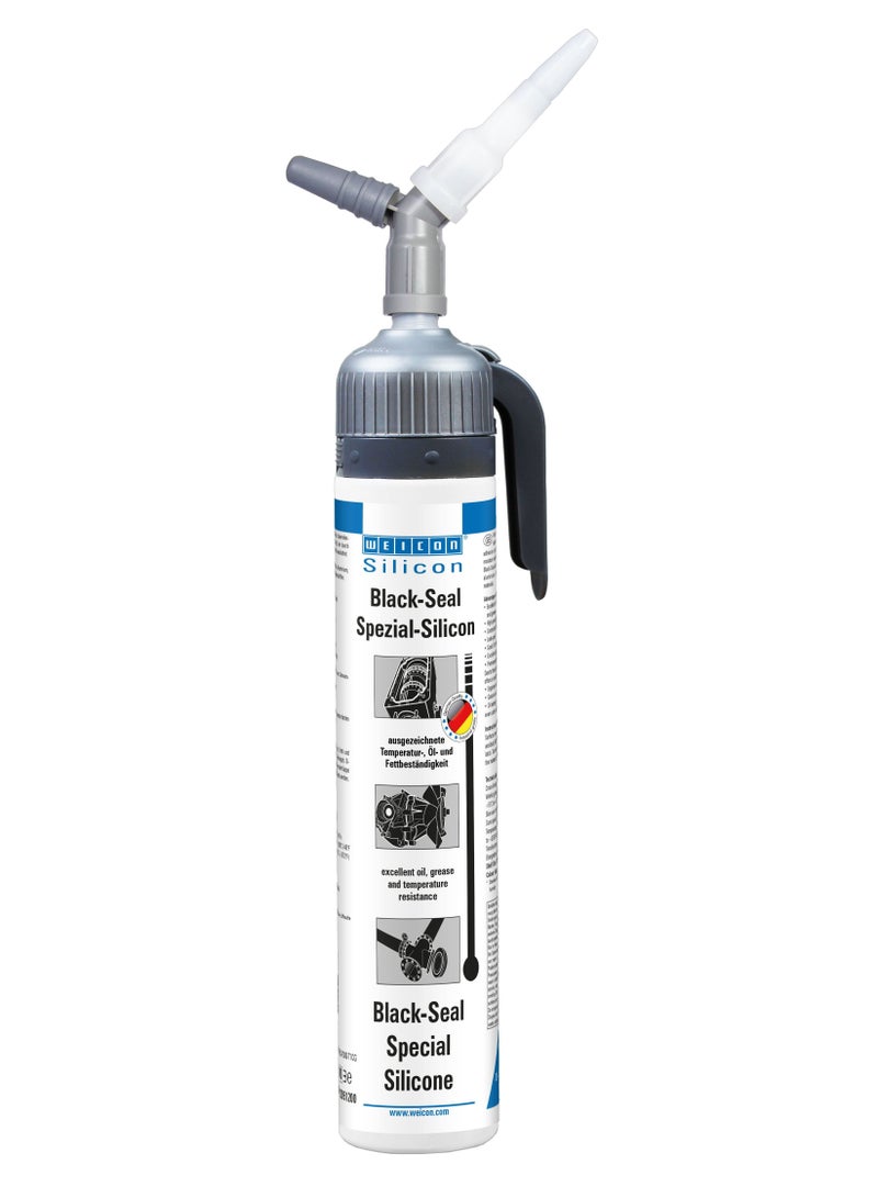 WEICON Black-Seal 200ml Presspack Silicone Adhesive Sealing Compound for Bonding Sealing of Pump Tanks Motor Gearbox and much more Pressure- Heat Resistant Black Grey - Image 1