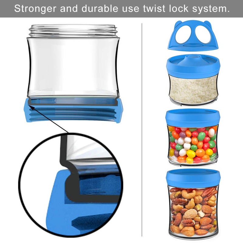 BeneLabel Snack Jars 3-Piece BPA Free Stackable Containers - Twist Lock,.fit Perfectly for Formula, Milk, Protein Powder, Snacks - (Blue, 28oz) stranded and added a bone slice. - Image 5