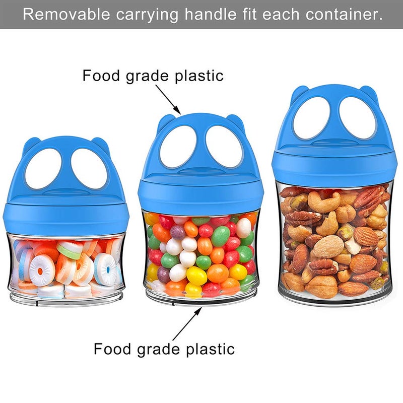 BeneLabel Snack Jars 3-Piece BPA Free Stackable Containers - Twist Lock,.fit Perfectly for Formula, Milk, Protein Powder, Snacks - (Blue, 28oz) stranded and added a bone slice. - Image 4