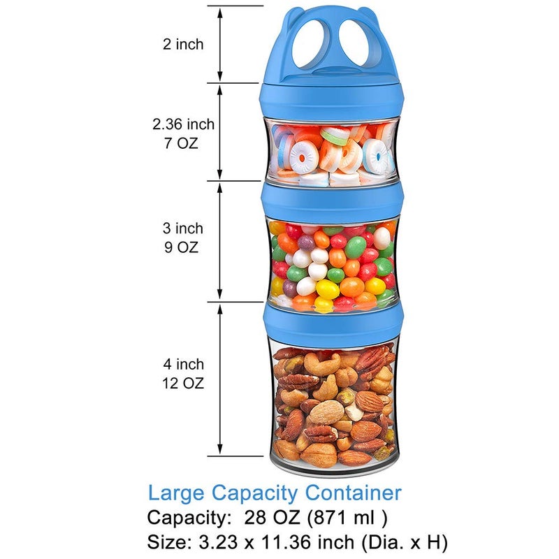 BeneLabel Snack Jars 3-Piece BPA Free Stackable Containers - Twist Lock,.fit Perfectly for Formula, Milk, Protein Powder, Snacks - (Blue, 28oz) stranded and added a bone slice. - Image 2