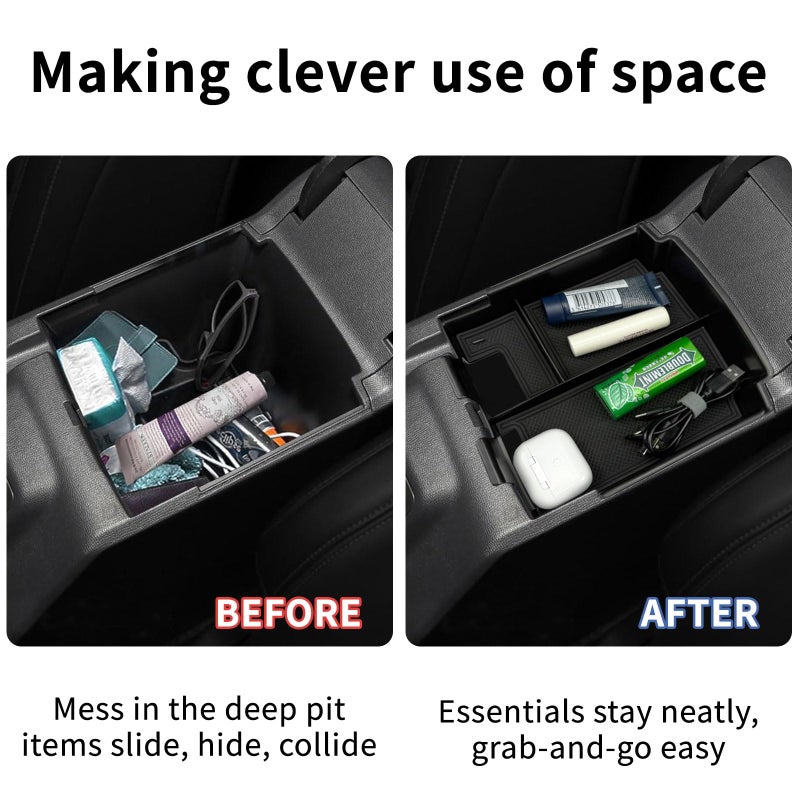 Zxiaochun Center Console Tray Compatible with 2025 2026 Ford Bronco 4-Door Accessories, Full Size Console Armrest Box Organizer, ABS Plastic Black (NOT for Manual & 2-Door & Sport Model) - Image 2