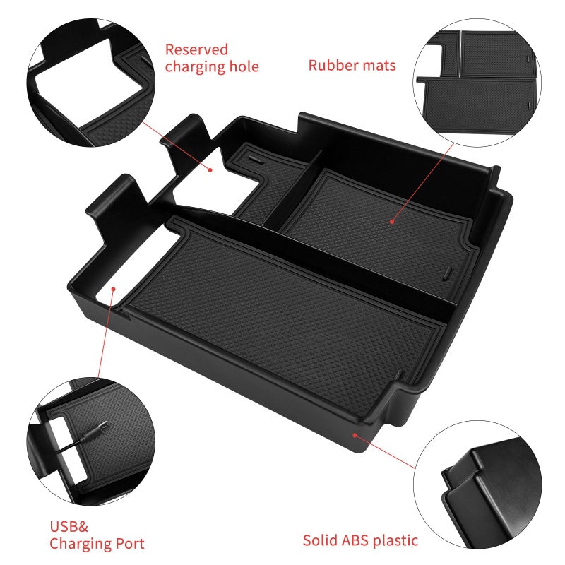 Zxiaochun Center Console Tray Compatible with 2025 2026 Ford Bronco 4-Door Accessories, Full Size Console Armrest Box Organizer, ABS Plastic Black (NOT for Manual & 2-Door & Sport Model) - Image 4