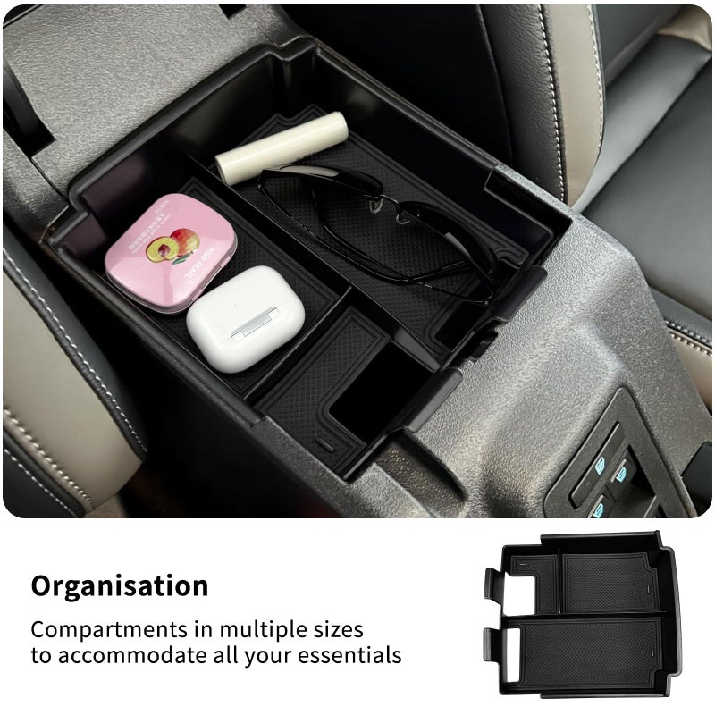 Zxiaochun Center Console Tray Compatible with 2025 2026 Ford Bronco 4-Door Accessories, Full Size Console Armrest Box Organizer, ABS Plastic Black (NOT for Manual & 2-Door & Sport Model) - Image 3