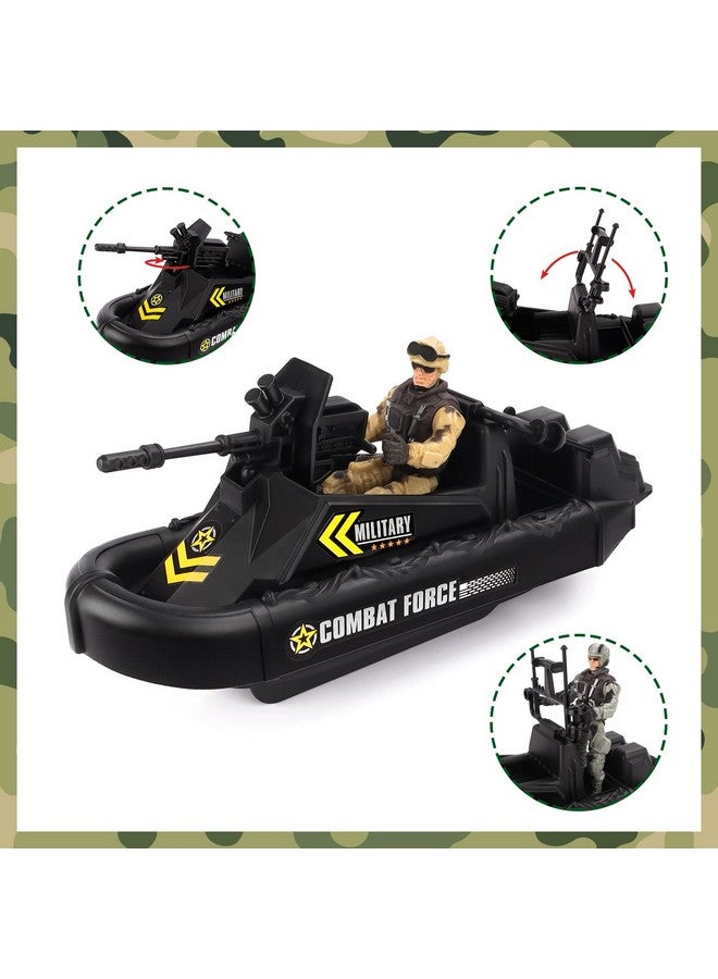 deAO Military Vehicles Set - Combat Boat Toy with 2 Army Men Figures, Batter Boat and Other Weapon Gear Accessories, Great Gift for 3-5+ Boys - Image 2