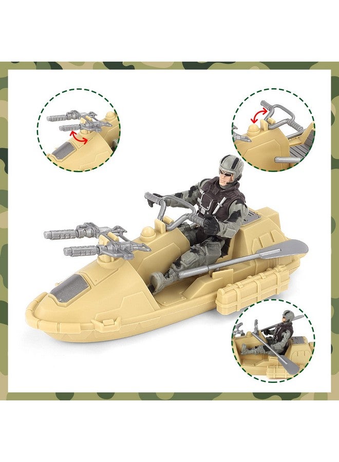 deAO Military Vehicles Set - Combat Boat Toy with 2 Army Men Figures, Batter Boat and Other Weapon Gear Accessories, Great Gift for 3-5+ Boys - Image 5