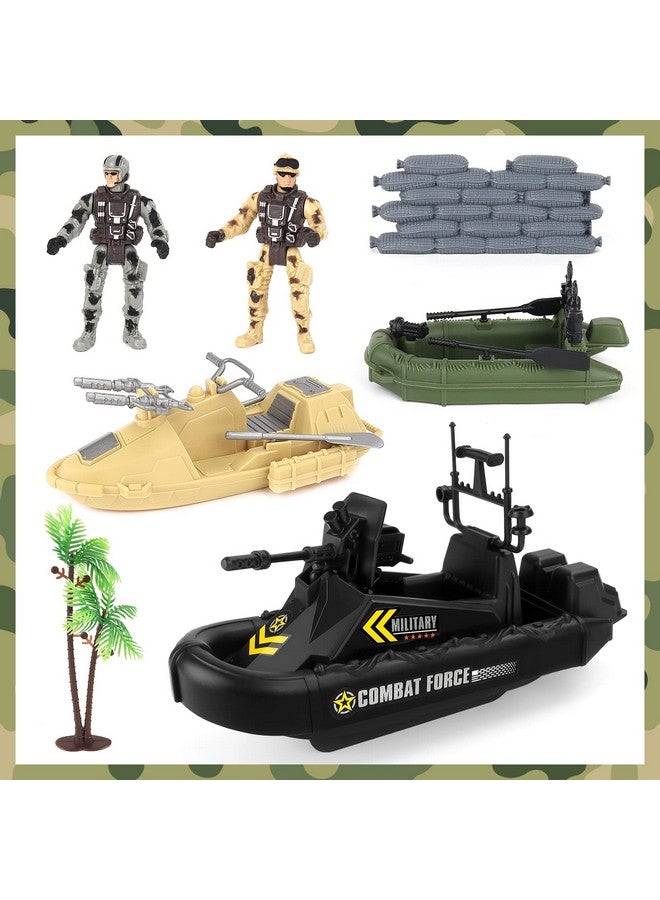 deAO Military Vehicles Set - Combat Boat Toy with 2 Army Men Figures, Batter Boat and Other Weapon Gear Accessories, Great Gift for 3-5+ Boys - Image 4