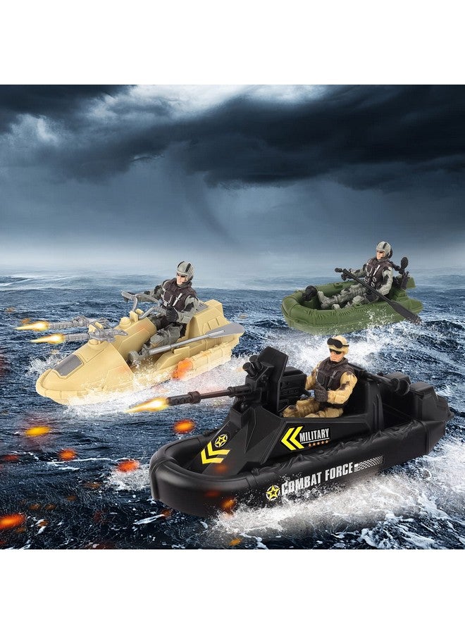 deAO Military Vehicles Set - Combat Boat Toy with 2 Army Men Figures, Batter Boat and Other Weapon Gear Accessories, Great Gift for 3-5+ Boys - Image 3