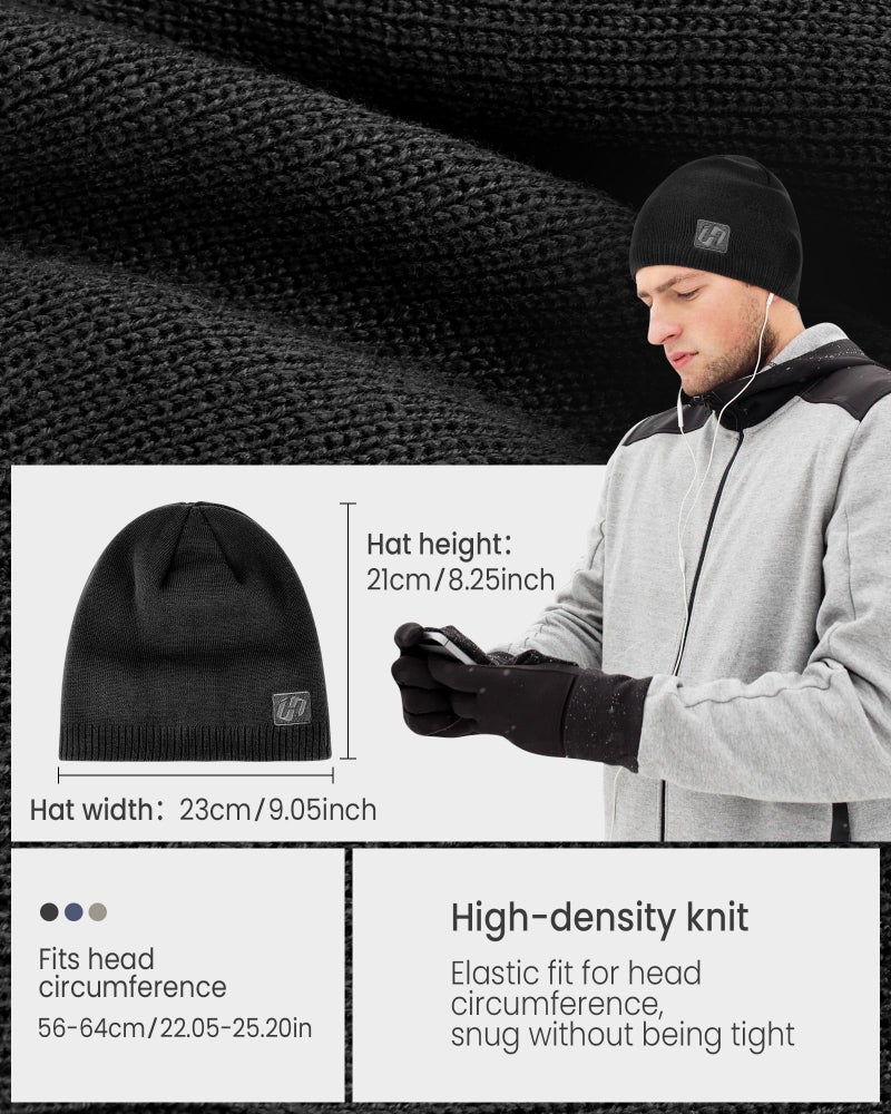HASAGEI Beanie Hats for Men & Women, Winter Knit Beanie Hat, Warm Soft Beanies for Outdoor Work, Running, Hiking, Skiing Black - Image 4