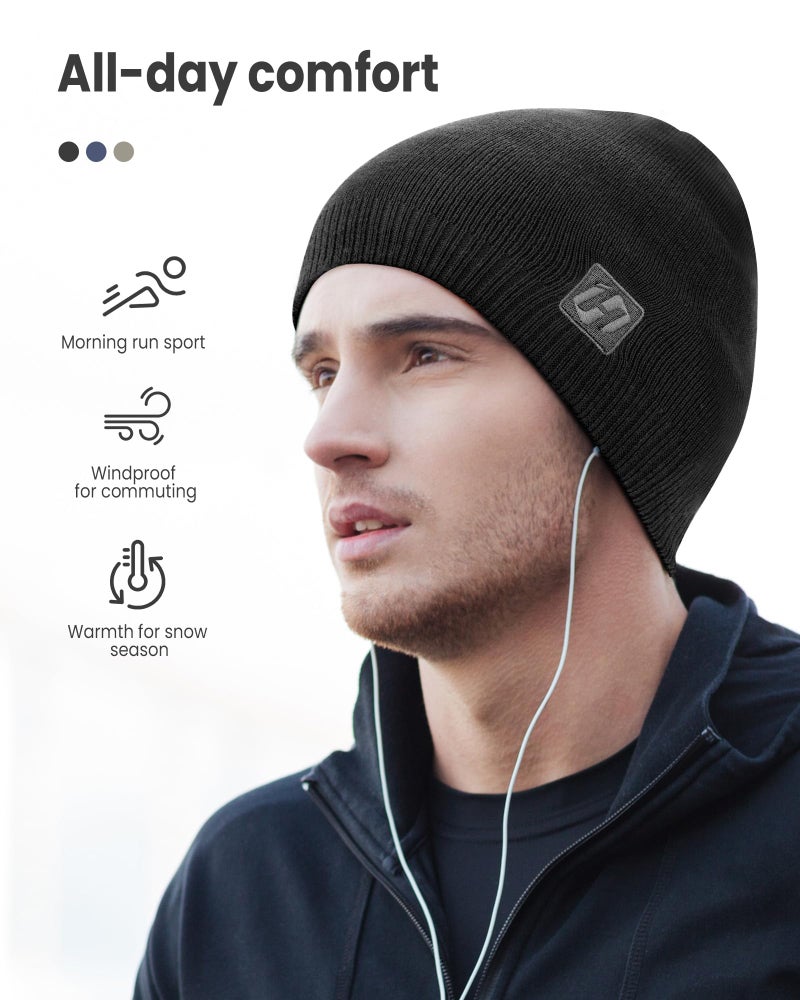 HASAGEI Beanie Hats for Men & Women, Winter Knit Beanie Hat, Warm Soft Beanies for Outdoor Work, Running, Hiking, Skiing Black - Image 5