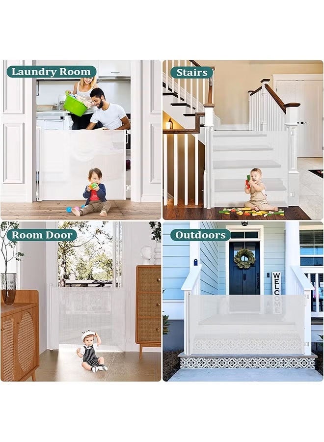 Gerenic Retractable Baby Gate,Mesh Safety Gate for Babies and Pets,Extra Wide Safety Baby Gate for Smooth Wall,No Drilling Portable Easy Install Baby Gate,Adjustable Kids Safety Barrier,Pet Dog Gate for doorways, Stairs, Indoor/Outdoor(Black) - Image 3