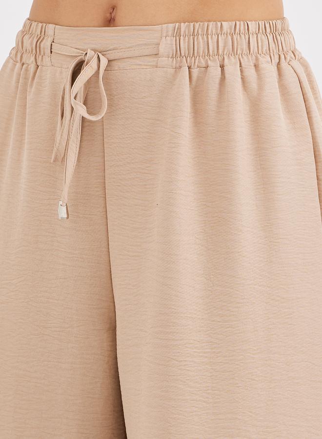 Styli Solid Drawstring Waist Wide Leg Pants - Image 3