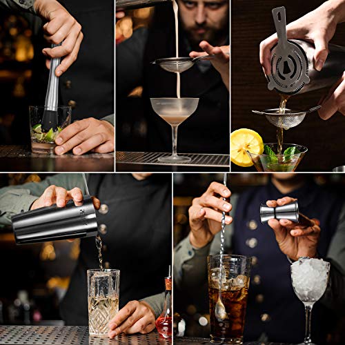 Perjoy Cocktail Shaker Set, 16 Piece Bartender Kit, Cocktail Shaker, Stainless Steel Bar Set Accessories, Coktail Set, Boston Shaker, Drink Mixer Shaker, Bartending Bar Tools with Muddler Spoon Jigger - Image 2