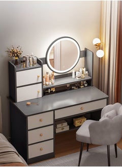 Sharpdo Bedroom Dressing Table with LED Makeup Mirror, 3-Level Light Adjustment, Large Drawer Storage, 80×40×128cm  - Image 1