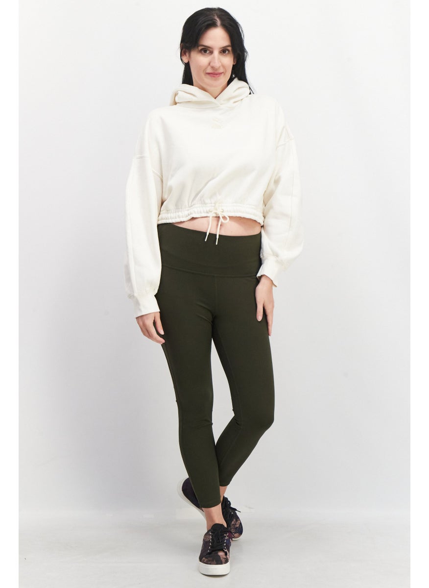 PUMA Women Sportswear Fit Brand Logo Training Crop Hoody, Cream  - Image 2