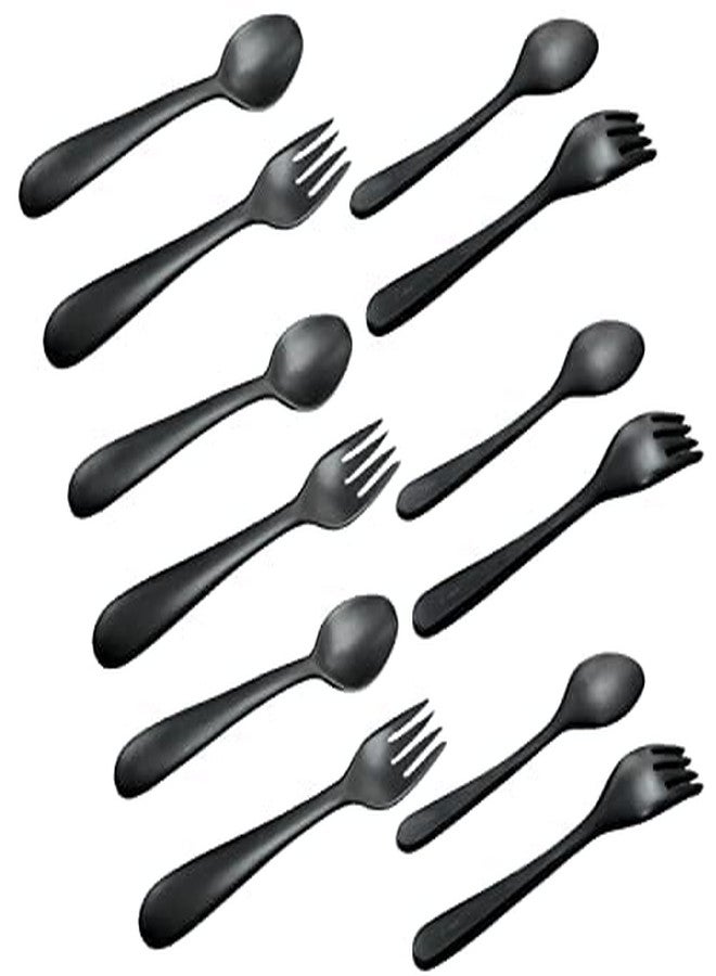 DECOR VIBES Large Melamine Cutlery Set | 6X Forks, 6X Spoons (12 Units Combo Pack)