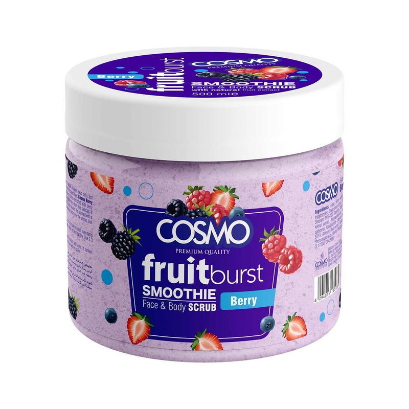 COSMO Fruitburst Berry Face & Body Scrub – Exfoliating Natural Scrub with Mixed Berry Extracts, Deep Cleansing & Moisturizing Formula for Smooth, Radiant Skin – Gentle Exfoliant for All Skin Types, 500ml - Image 1