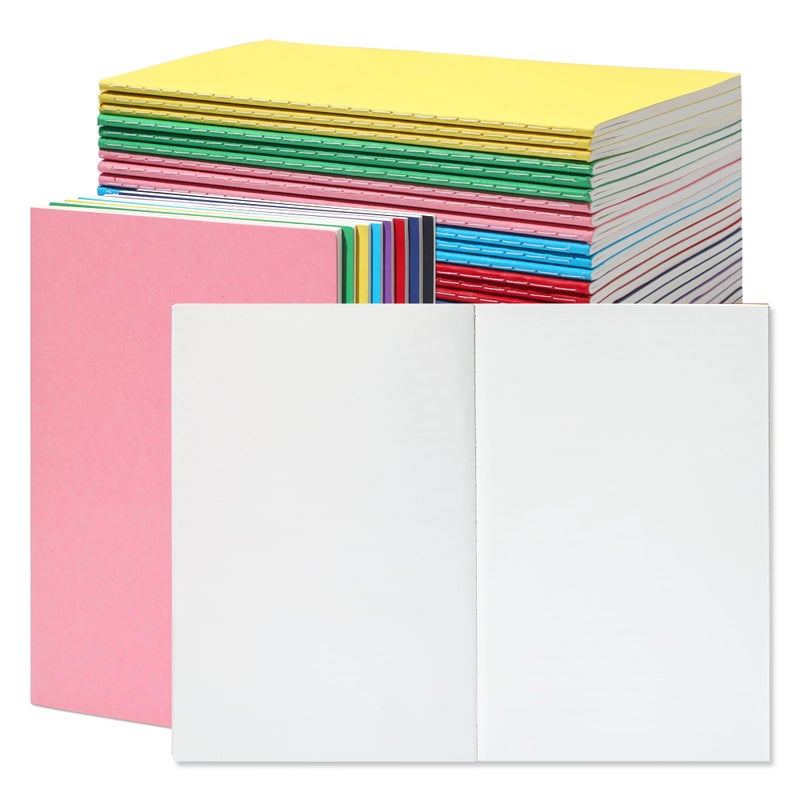 miikoul 24 Pack A5 Blank Journal Notebooks in Bulk, Colorful Soft Cover Unlined Paper for Kids Student Traveler Drawing Writing Take Notes and Plan, 8.3x5.5 Inches, 80 GSM, 60 Pages/30 Sheets - Image 1