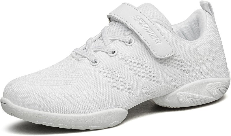 BAXINIER Girls White Cheerleading Dance Shoes Breathable Youth Cheer Competition Sneakers Athletic Training Tennis Shoes - White 10 Toddler - Image 1
