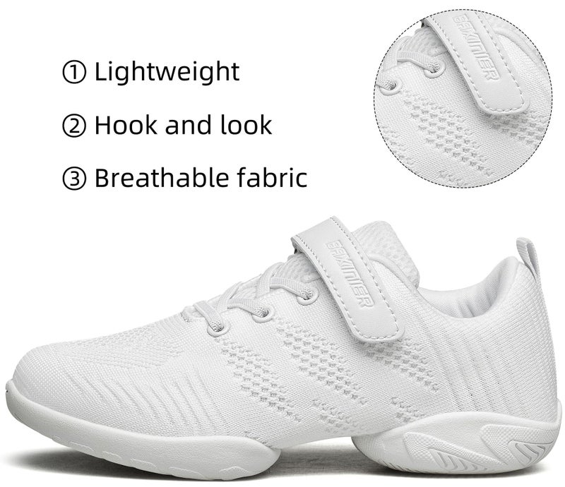 BAXINIER Girls White Cheerleading Dance Shoes Breathable Youth Cheer Competition Sneakers Athletic Training Tennis Shoes - White 10 Toddler - Image 2