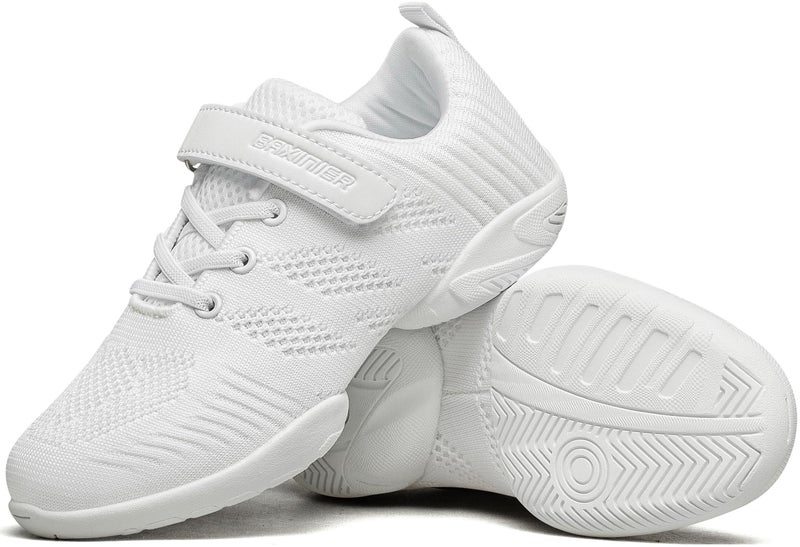 BAXINIER Girls White Cheerleading Dance Shoes Breathable Youth Cheer Competition Sneakers Athletic Training Tennis Shoes - White 10 Toddler - Image 5