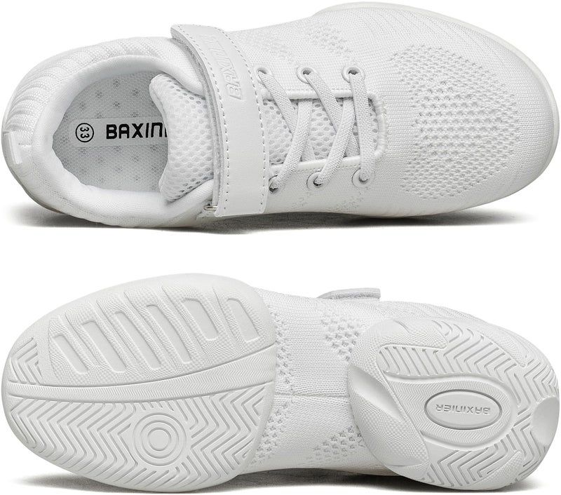 BAXINIER Girls White Cheerleading Dance Shoes Breathable Youth Cheer Competition Sneakers Athletic Training Tennis Shoes - White 10 Toddler - Image 4