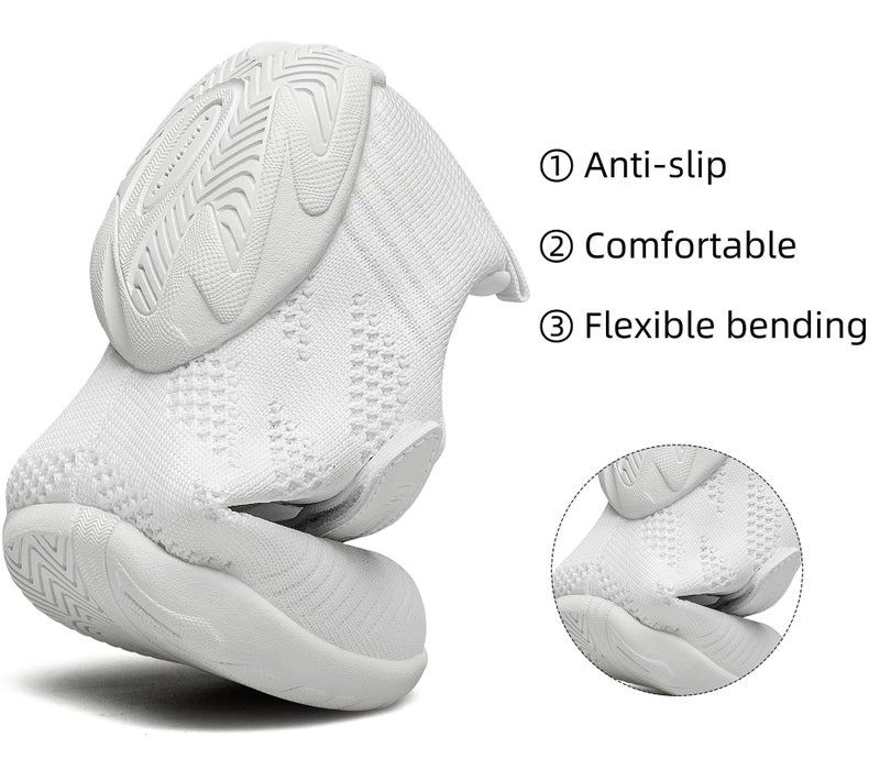 BAXINIER Girls White Cheerleading Dance Shoes Breathable Youth Cheer Competition Sneakers Athletic Training Tennis Shoes - White 10 Toddler - Image 3