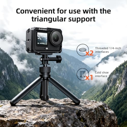 AMAZEAR Metal Protective Case for DJI Osmo Action 6 Accessories, Action6 Pro Multifunction Utility Frame Cage, Stronger Aluminum Housing Hard Cover with Soft Silicone Lens Caps, Black - Image 5
