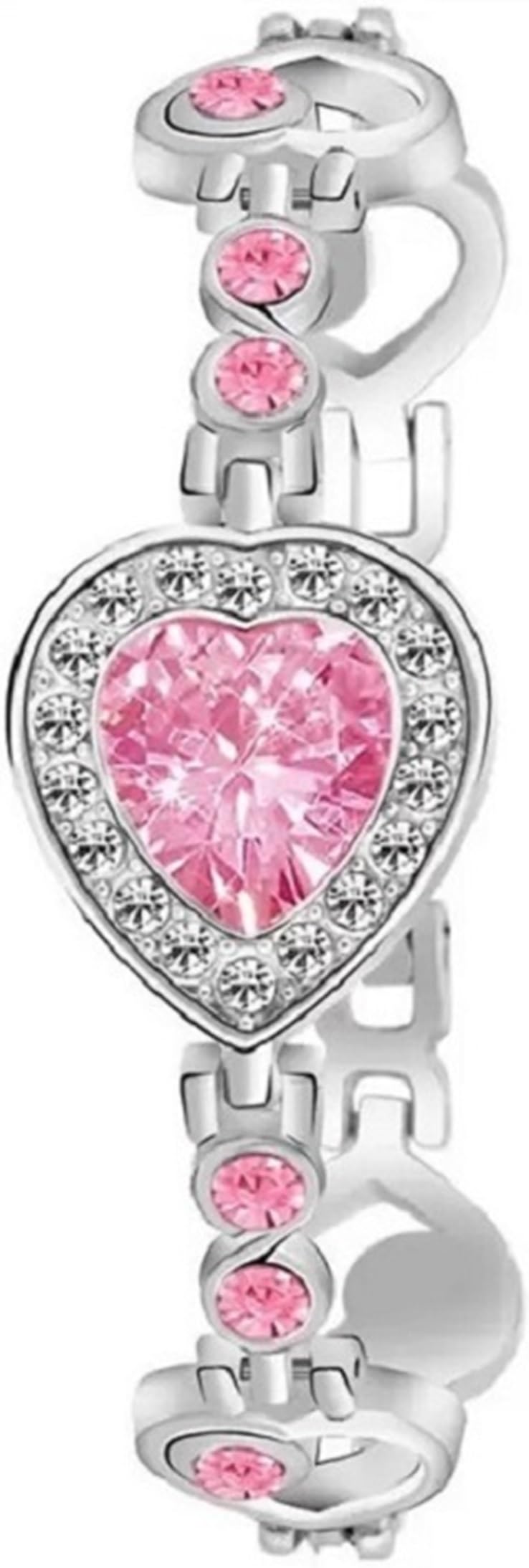 Acnos Polyurethane White Dial Pink Colors Diamond Analog Watch With Heart Bracelet For Girl Best Design Butterfly Combo 2 Pack Of 2, Pink Band - Image 2