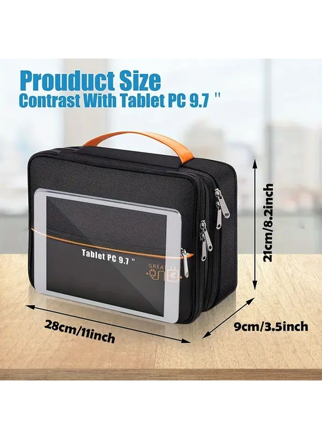 Red Travel Cable Organizer Large Capacity Double Layers Tech Pouch for Power Bank Charger - Image 4