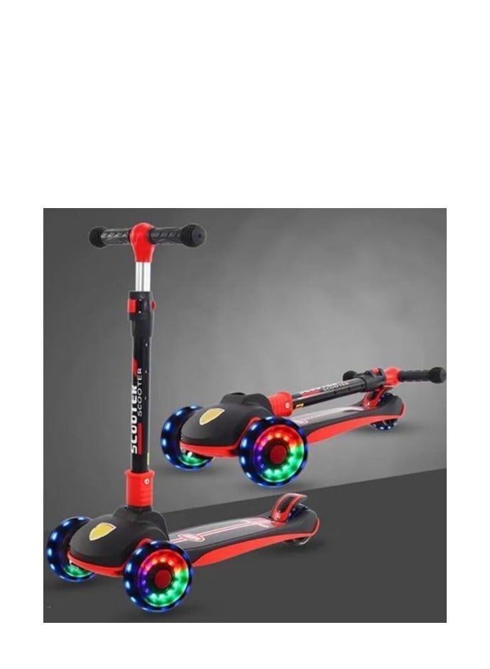 Click to see full view Generic Kids Scooter, 3-Wheel, Foldable, LED Light, Red, Aluminum Body, 3-12 Yea