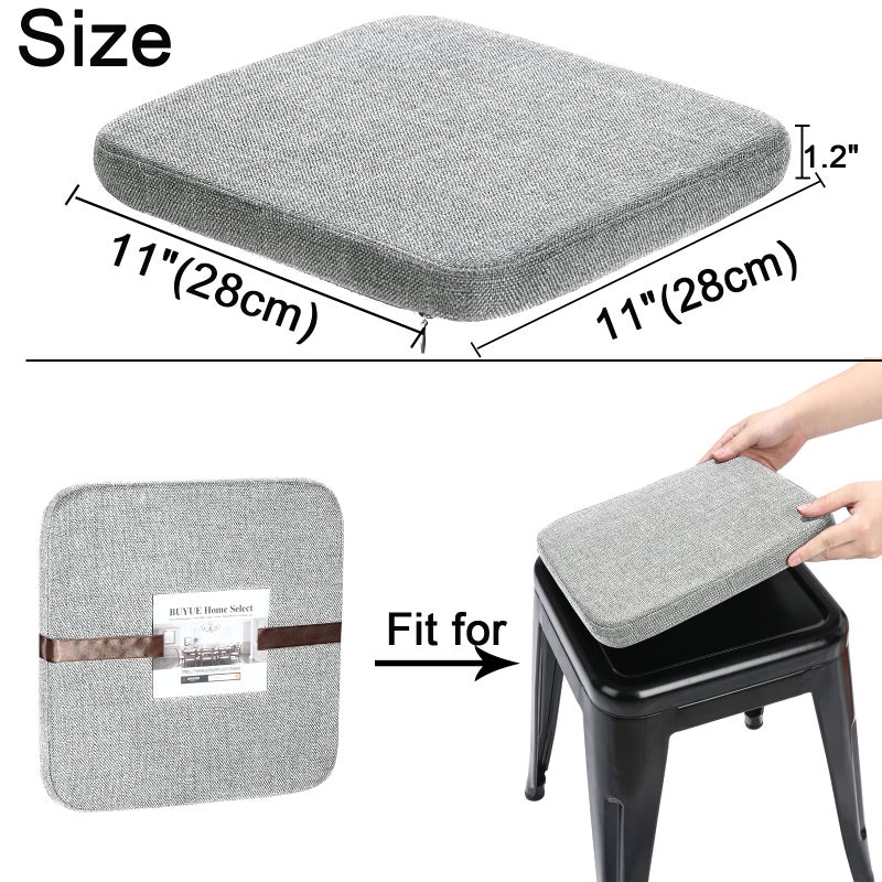 BUYUE BUYUE Friendly Woven Fabric Magnetic Bar Stool Cushions Set of 4  Enhanced Anti-Slip Breathable Small Chair Seat Pads for Caf? Bistro Stackable Metal Stools (Square  Light Grey  4 Counts) - Image 4