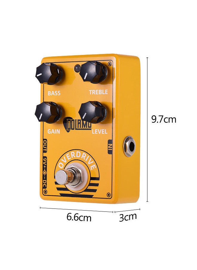 D-8 Overdrive Guitar Effect Pedal with Bass Treble Gain Level Controls and True Bypass Design for Electric Guitar