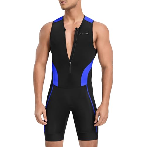 Santic Mens Triathlon Suit Sleeveless Skinsuit Padded QuickDry Swim Bike Run with PocketsBlackBlue2XL - Image 3