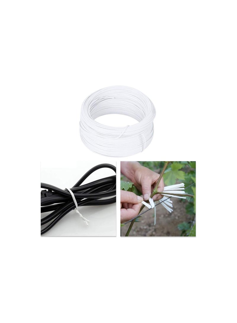 GGOOT Plastic Coated Garden Wire, 328ft 0.55mm White Plastic Plant Twist Tie Galvanized Iron Wire Single Core Inside for Secure Vines, Plants, Wire Bundling - Image 4