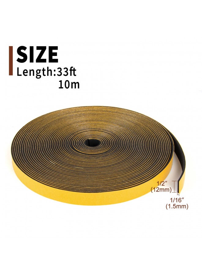 Yotache Foam Tape Weather Stripping (.50) 1/2 Inch Wide X 1/16 Inch Thick (New Adhesive Craft), Seal Gasket for Speaker, Door Insulation, Soundproofing, Rattle, 33 Ft Length - Image 3