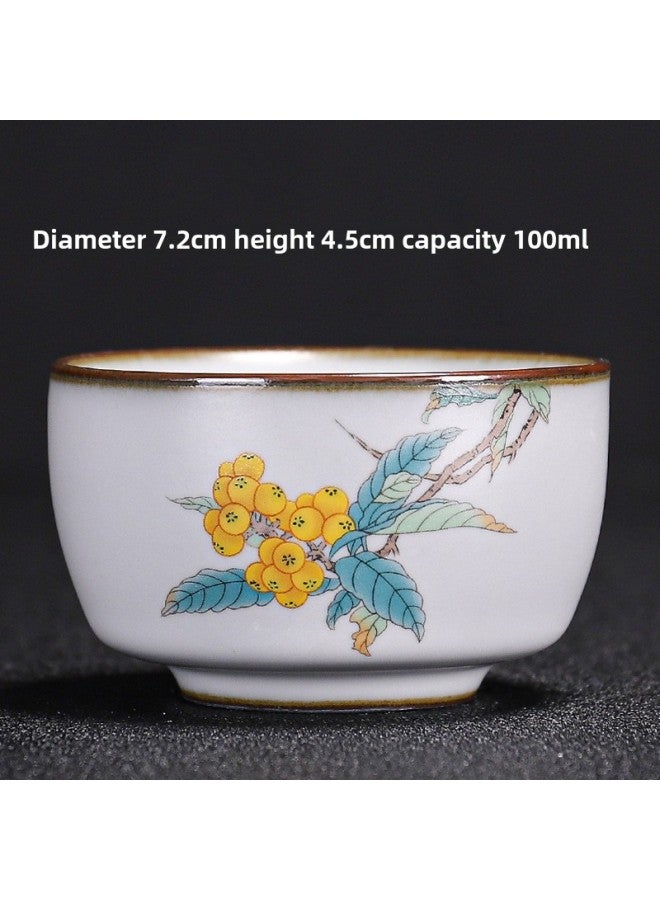 Ru Kiln Teacup Master Cup Individual Single Cup Open Piece Ice Flower Glaze Ceramic Tea Tasting Cup Kung Fu Tea Set Tea Bowl Gift Box-Color:Ru Kiln Yuebai Wenquan Cup-pipa Collect And Purchase To Get A Tea Towel-Capacity:Other  - Image 1