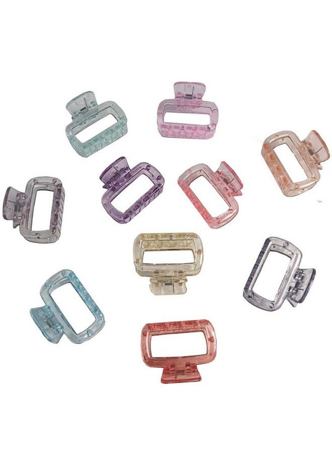 DENICRAAS Square Design Floral Crystal Hair Claw Clips For Girls & Women, 10 Pack, Multi-Color Assortment Strong Grip, Lightweight,Hair Accessory - Image 1