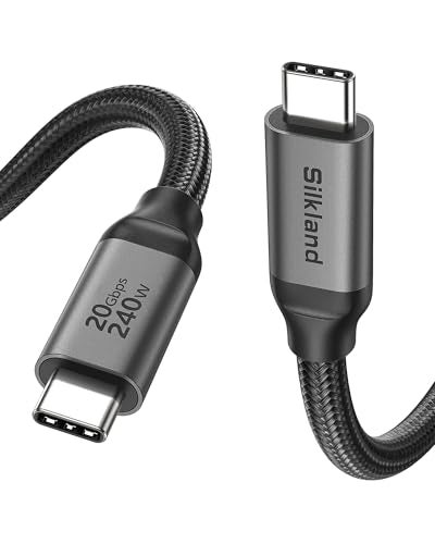 Silkland USB C Monitor Display Cable 6.6FT [4K@144Hz/60Hz 8K@30Hz], USB C 3.2 Gen 2x2 Video Cable, 20Gbps Data Transfer, 240W PD Fast Charge, Compatible with iPhone 16, MacBook Pro, iPad - Image 1