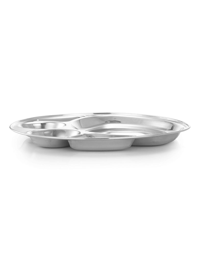 Expresso - Expresso - Heavy Duty Stainless Steel Round New Dinner Plate w/ 5 Sections Divided Mess Trays for Kids Lunch, Camping, Events & Every Day Use Kitchenware, Set of 4 Piece - Image 1