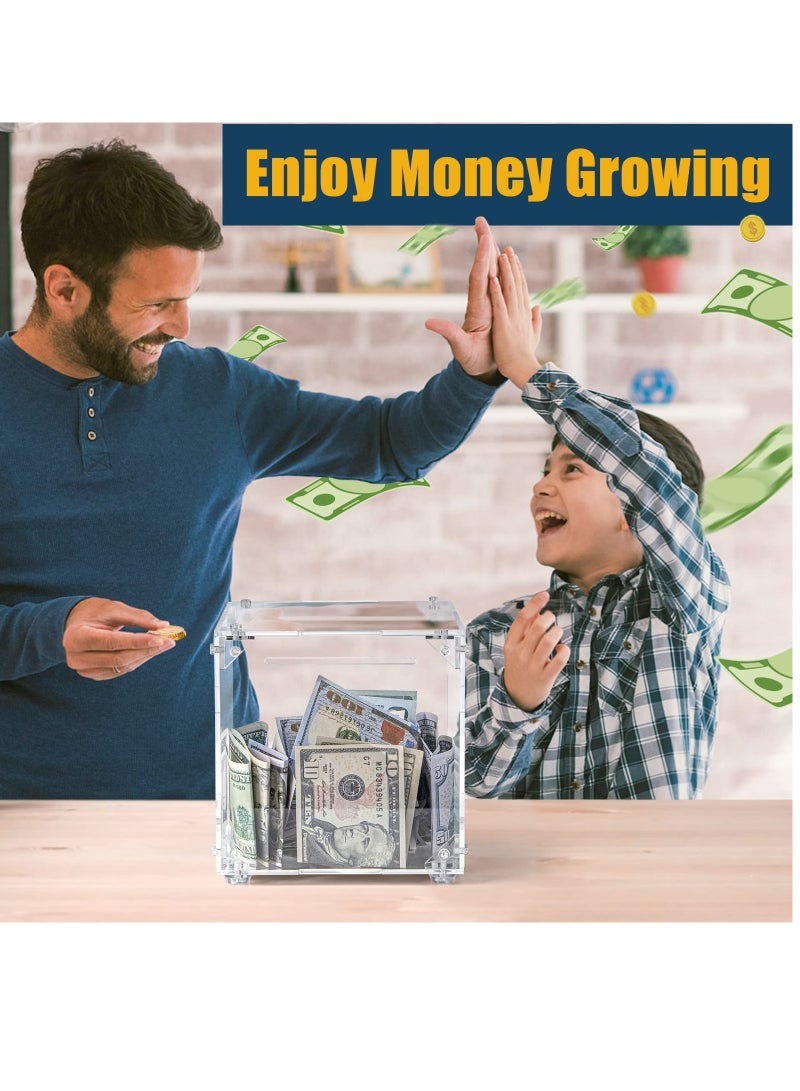 SYOSI Clear money Bank, Azonee Acrylic Clear DIY money Bank, Assemble Acrylic Money Savings Box, for Cash and Coins, Reusable Clear Saving Bank for Boys Girls Adult kids, Build Your Own Money Saving Bank - Image 2