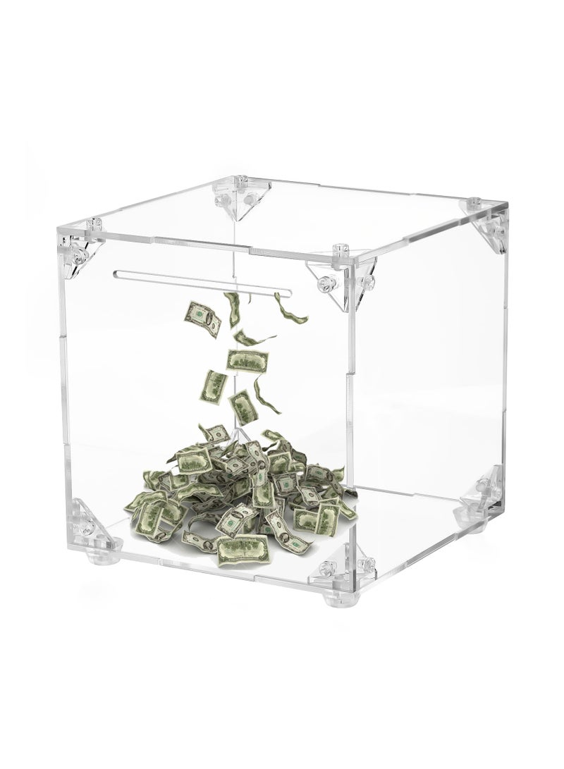 SYOSI Clear money Bank, Azonee Acrylic Clear DIY money Bank, Assemble Acrylic Money Savings Box, for Cash and Coins, Reusable Clear Saving Bank for Boys Girls Adult kids, Build Your Own Money Saving Bank - Image 1