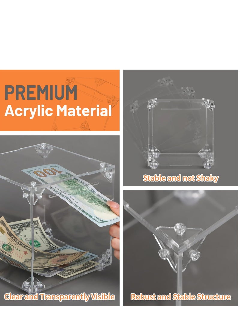 SYOSI Clear money Bank, Azonee Acrylic Clear DIY money Bank, Assemble Acrylic Money Savings Box, for Cash and Coins, Reusable Clear Saving Bank for Boys Girls Adult kids, Build Your Own Money Saving Bank - Image 5