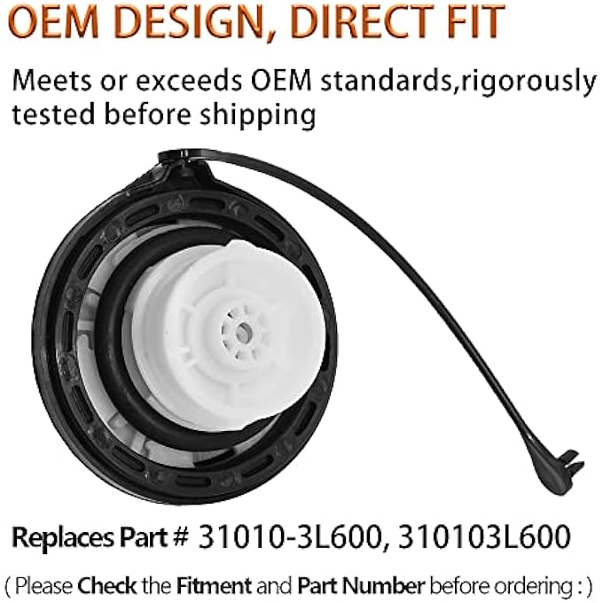 rayihni Fuel Tank Filler Cap Gas Cap Fit For Hyundai AccentAzeraElantraElantra GtEntourageEquusGenesisGenesis CoupeSanta FeSonataTucsonVeloster Replaces310103L600U 310103L600U - Image 3