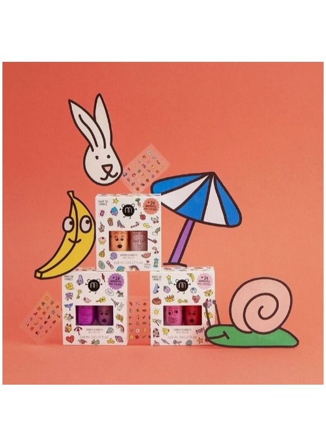 Nailmatic Kids - Kids Nail Polish and Nail Stickers (2 Nail Polish & 24 Stickers) - Image 1