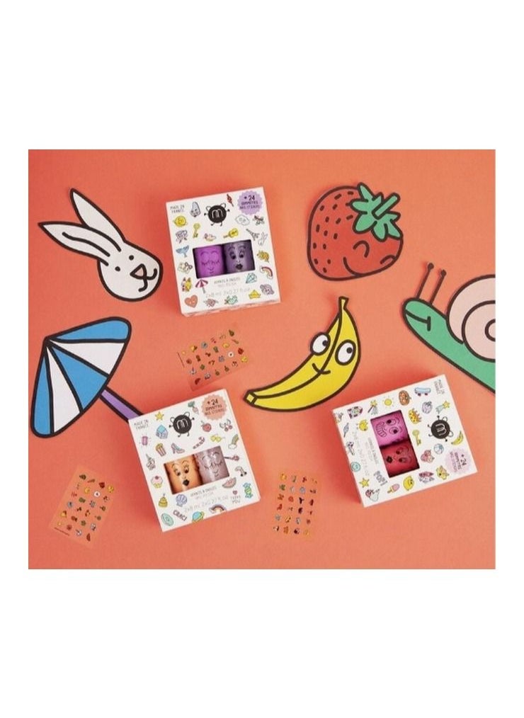 Nailmatic Kids - Kids Nail Polish and Nail Stickers (2 Nail Polish & 24 Stickers) - Image 1