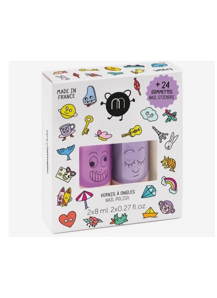 Nailmatic Kids - Kids Nail Polish and Nail Stickers (2 Nail Polish & 24 Stickers) - Image 1
