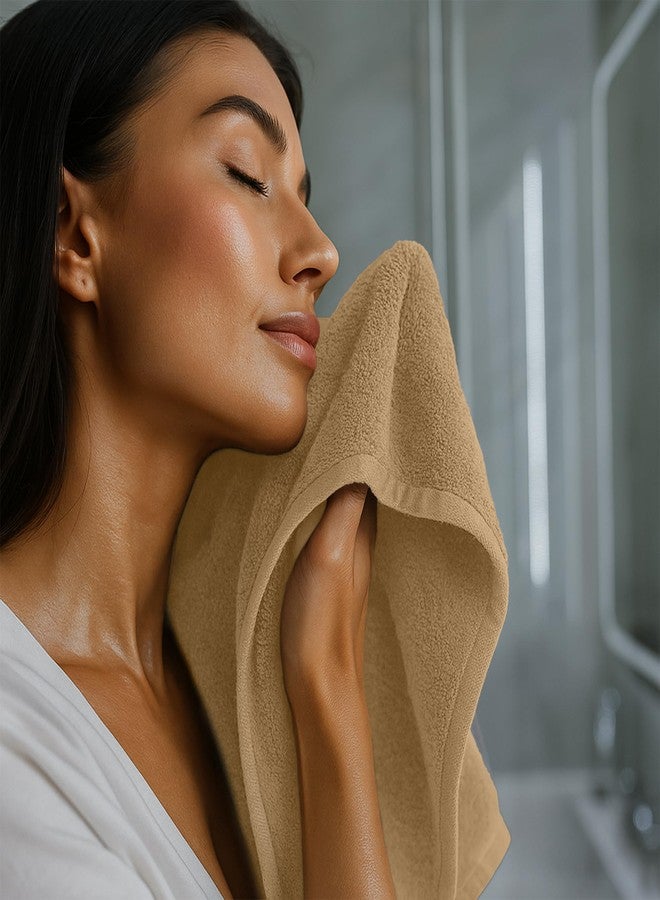RIVERSIDE 12 Pack Washcloths - 12x12 Inches, 400 GSM, 100% Ring-Spun Cotton - Soft, Absorbent & Durable Face and Body Towels - for Bathroom, Spa, Gym, Makeup Removal & Everyday Use - Tan - Image 5