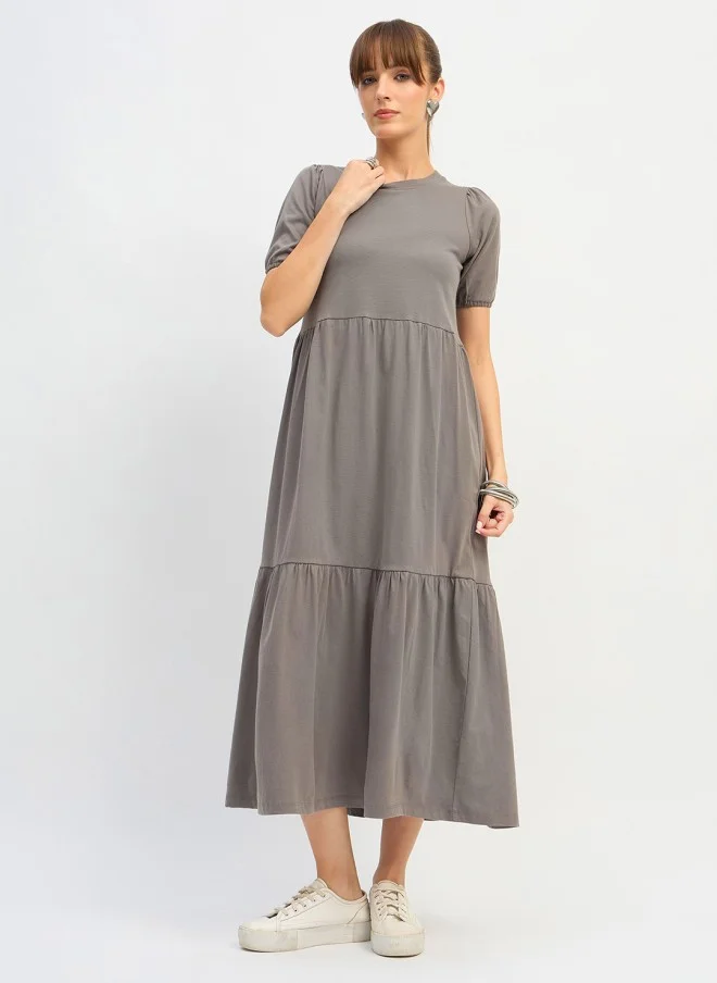 ساسافراس Grey Puff Sleeve Maxi Dress for Women