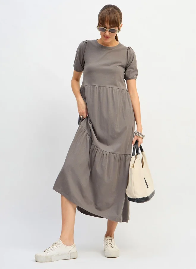 ساسافراس Grey Puff Sleeve Maxi Dress for Women